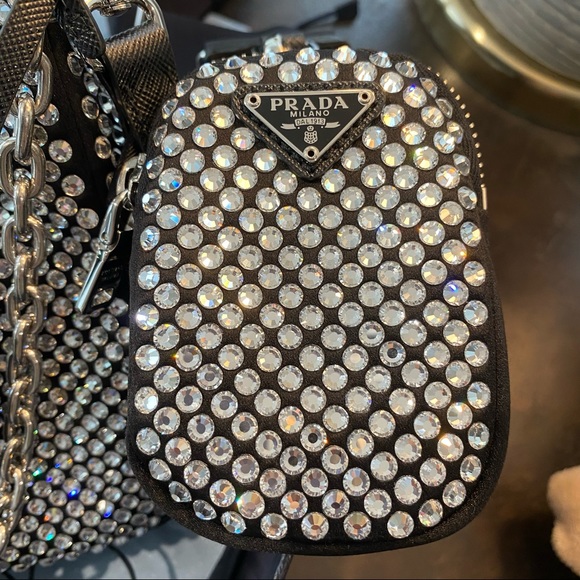 Prada Crystal Re-Edition 2005 Crossbody Chain Shoulder Bag Black Reedition - Picture 5 of 16